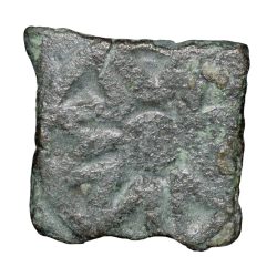 Alternative view of Copper Coin of Maharathis of Andhra(200 BC) with Lion/Lotus Flower Rare