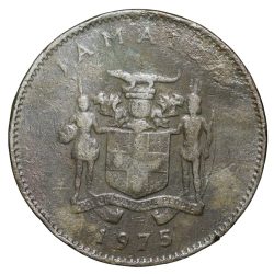 Copper-Nickel 10 Cents of Jamaica (AD 1975) with Butterfly and flower