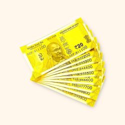 Rs 20 India Banknote Fancy Number Set 011100 till 099900 Gem Unc Very Unique and Rare