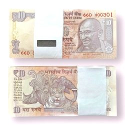 Rs 10 India Banknote Low Serial Issue 000301 to 000400 GEM Unc Unique and Rare INSET L Telescope Issue