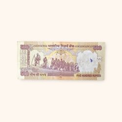 Alternative view of Rs 500 India Banknote Previous Issue Small Font Fancy Number 333333 Unique and Rare
