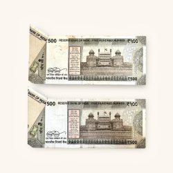 Alternative view of Rs 500 India Banknote Extra Paper Error Previous Issue Very Unique and Rare Massive Flap Error Consecutive Unique and Rare