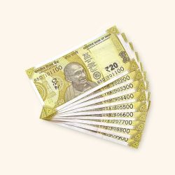 Rs 20 India Banknote Fancy Number Set 101100 till 909900 Gem Unc Very Unique and Rare