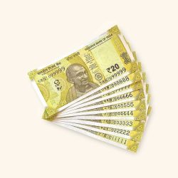 Rs 20 India Banknote Fancy Number Set 011111 till 099999 Gem Unc Very Unique and Rare