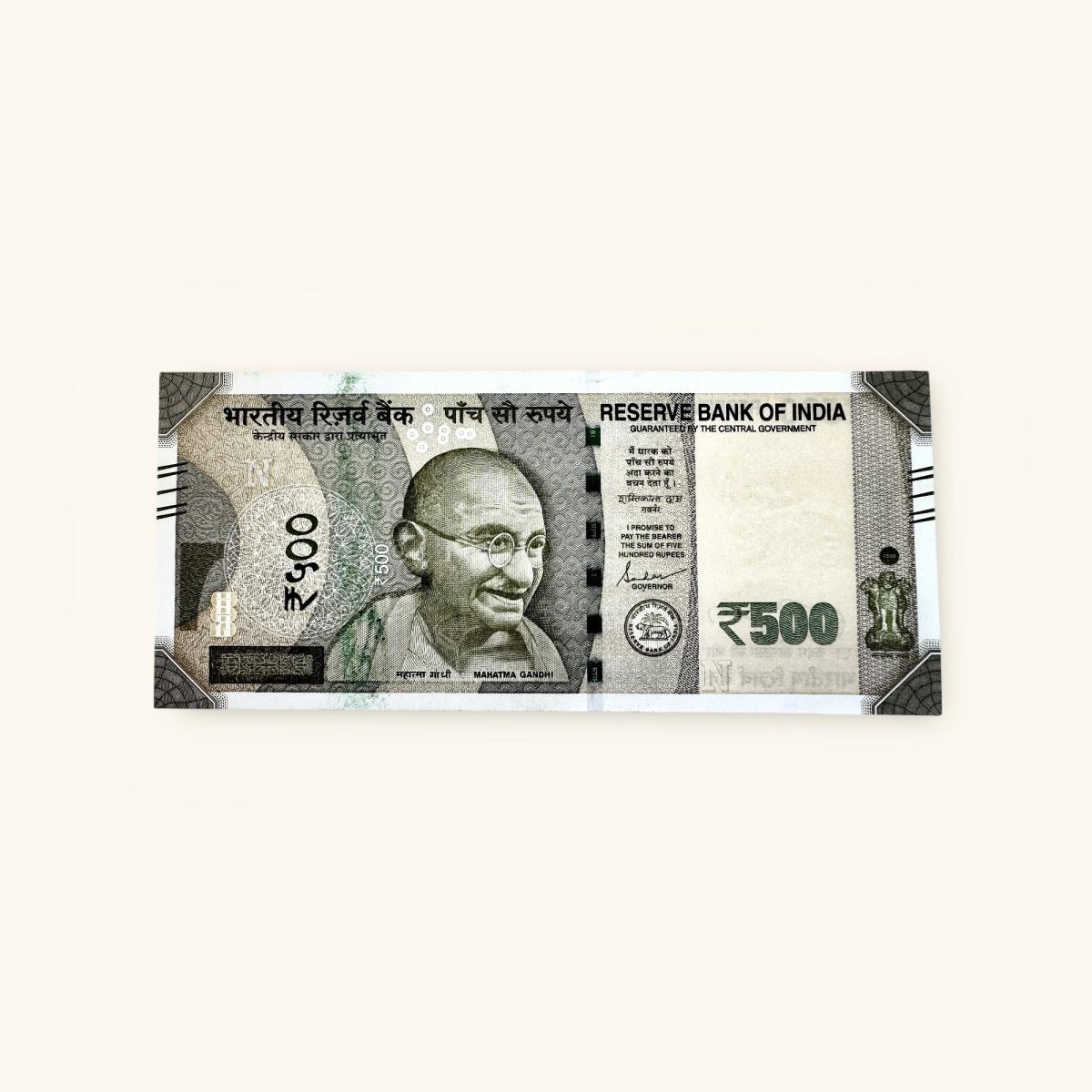 Rs 500 India Banknote Error Without Number Error By An RBI Green Cancellation Mark Unique and Rare