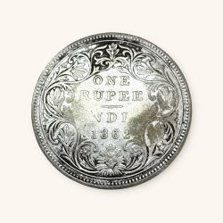 Re 1 British India Queen Victoria Empress Rupee Silver year 1862 Unique and Rare