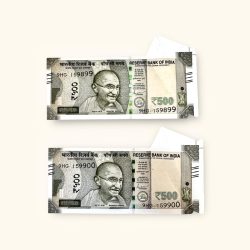 Rs 500 India Banknote Issue Very Unique and Rare Massive Extra Paper Error Consecutive Unique and Rare