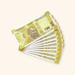 Rs 20 India Banknote Fancy Number Set 111110 till 999990 Gem Unc Very Unique and Rare