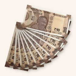 Rs 10 India Banknote Holy Solid Number 687143 10 Note Set Gem Unc Unique and Rare