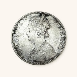 Alternative view of Re 1 British India Queen Victoria Empress Rupee Silver year 1862 Unique and Rare