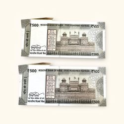 Alternative view of Rs 500 India Banknote Error Extra Paper Butterfly Error Unique and Rare Consecutive