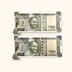 Rs 500 India Banknote Error Extra Paper Butterfly Unique and Rare