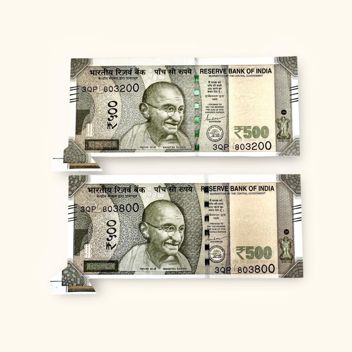 Rs 500 India Banknote Error Extra Paper Butterfly Unique and Rare