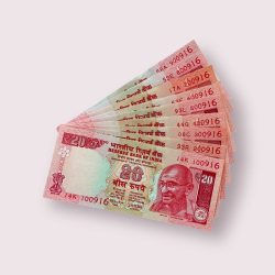 Rs 20 India Banknote 9 note set same prefix fancy numbers starting 100916 till 900916 Unique and Rare
