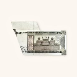 Alternative view of RS 500 India Banknote Cutting Sheet Fold Error Gem Unc Very Unique and Rare