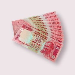 Rs 20 India Banknote 9 note set same prefix fancy numbers starting 001081 till 001089 Unique and Rare