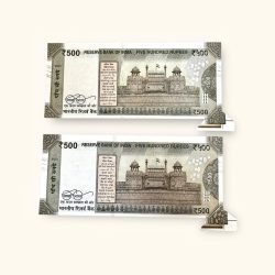 Alternative view of Rs 500 India Banknote Error Extra Paper Butterfly Unique and Rare