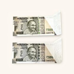 Rs 500 India Banknote Extra Paper Error Previous Issue Very Unique and Rare Massive Flap Error Consecutive Unique and Rare