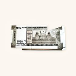 Alternative view of Rs 500 India Banknote Issue Very Unique and Rare Massive Extra Paper Error Consecutive Unique and Rare