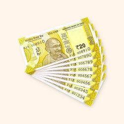 Rs 20 India Banknote Fancy Number Set 001234 till 008910 Gem Unc Very Unique and Rare