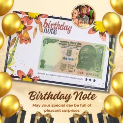 Special 5 Rupee Birthday Note Choose your Date of Birth and it will be Delivered to you