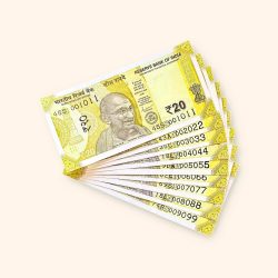 Rs 20 India Banknote Fancy Number Set 001011 till 009099 Gem Unc Very Unique and Rare