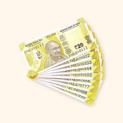 Rs 20 India Banknote Fancy Number Set 010111 till 090999 Gem Unc Very Unique and Rare