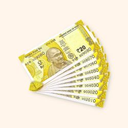 Rs 20 India Banknote Fancy Number Set 002010 till 009080 Gem Unc Very Unique and Rare