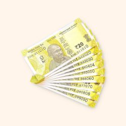 Rs 20 India Banknote Fancy Number Set 011010 till 099090 Gem Unc Very Unique and Rare