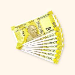 Rs 20 India Banknote Fancy Number Set 002001 till 009008 Gem Unc Very Unique and Rare