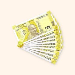 Rs 20 India Banknote Fancy Number Set 011101 till 099909 Gem Unc Very Unique and Rare