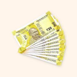 Rs 20 India Banknote Fancy Number Set 110110 till 990990 Gem Unc Very Unique and Rare