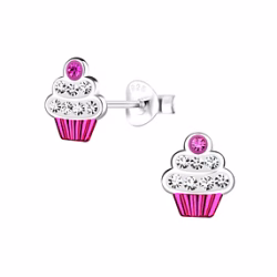 Silver Cupcake Stud Earrings Very Unique and Rare Anti Tarnish