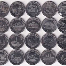 Sri Lanka 10 Rupees 20 Different Commemorative Issue Stainless Steel Coins Set