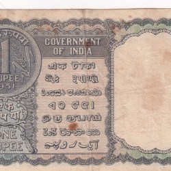 Alternative view of A-3 One Rupees k.g.ambegaonkar (Ashok pillar) 1951 very rare note