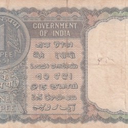 Alternative view of A-3 One Rupees k.g.ambegaonkar (Ashok pillar) 1951 very rare note