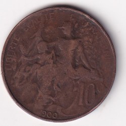 Alternative view of France 10 Centimes 1900 RARE COIN #M-943