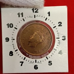 Alternative view of Ex Rare Error George Vi One Quarter Anna 2 "O Clock Error Coin 1938 Year British of India