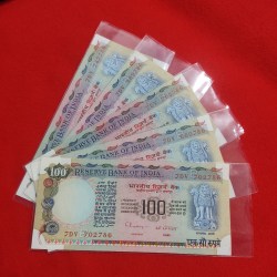 G-29 C. RANGARAJAN HUNDRED RUPEES 5 NOTES SET SAME PRIFIX GEM UNC CONDITION ENDING 786 NUMBER