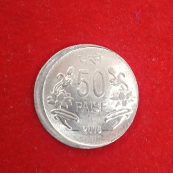 Alternative view of 50 Paise FSS Shifting Error Coin 2015 Year Calcutta Mint Gem Unc Condition RBI Mistake Coin