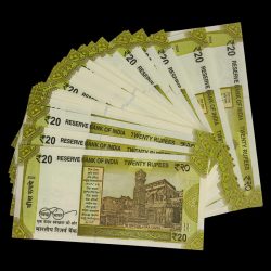 Alternative view of Extremely Rare 20 Rupee 50 Birthday Notes Collection 011126 to 011175 Same Set Given GEM UNC NOTES