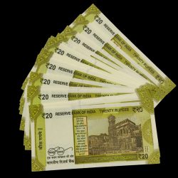 Alternative view of Extremely Rare 20 Rupee 25 Birthday Notes Collection 011176 to 011200 Same Set Given GEM UNC NOTES