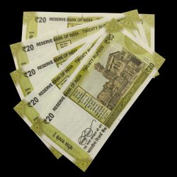 Alternative view of Extremely Rare 20 Rupee 5 Birthday Notes with Ending 786 Collection 180786 to 310786 Same Set Given GEM UNC NOTES