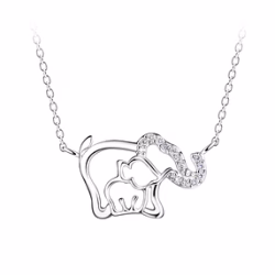 Silver Mom and Baby Elephant Necklace Very Unique and Rare Anti Tarnish