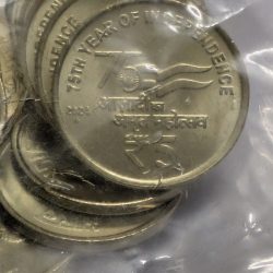 Alternative view of Extremely Rare Newly Launched 5 Rupee 2024 Hyderabad Mint AKAM 30 Coins Pouch Azaadi Ka Amrit Mahotsav RBI Sealed Packed Packet at Lowest Price