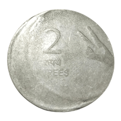 2 Rupees Fss MUDRA Series Year 2010 Hyderabad Mint OFF CENTRE Error in Collectable Grade.