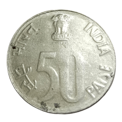 Alternative view of 50 Paisa Fss Year 1988 CALCUTTA Mint **V. SCARE** High AUNC Grade.