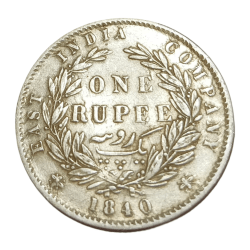 British India Silver Rupee "EAST INDIA COMPANY" Year 1840 Victoria DIVIDED LEGENDS High Collectable Grade.