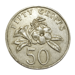 Alternative view of SINGAPORE Cu/Ni 50 CENTS Year 1993 in High Collectable Grade.