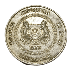 Alternative view of SINGAPORE Cu/Ni 50 CENTS Year 1995 in Collectable Grade.